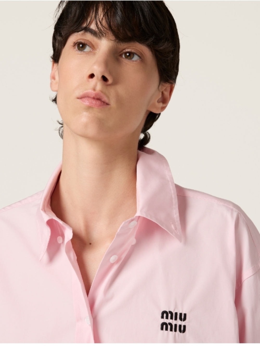 Miu Miu Pink Poplin Button Down Cropped Shirt Size 40 - Picture 7 of 14